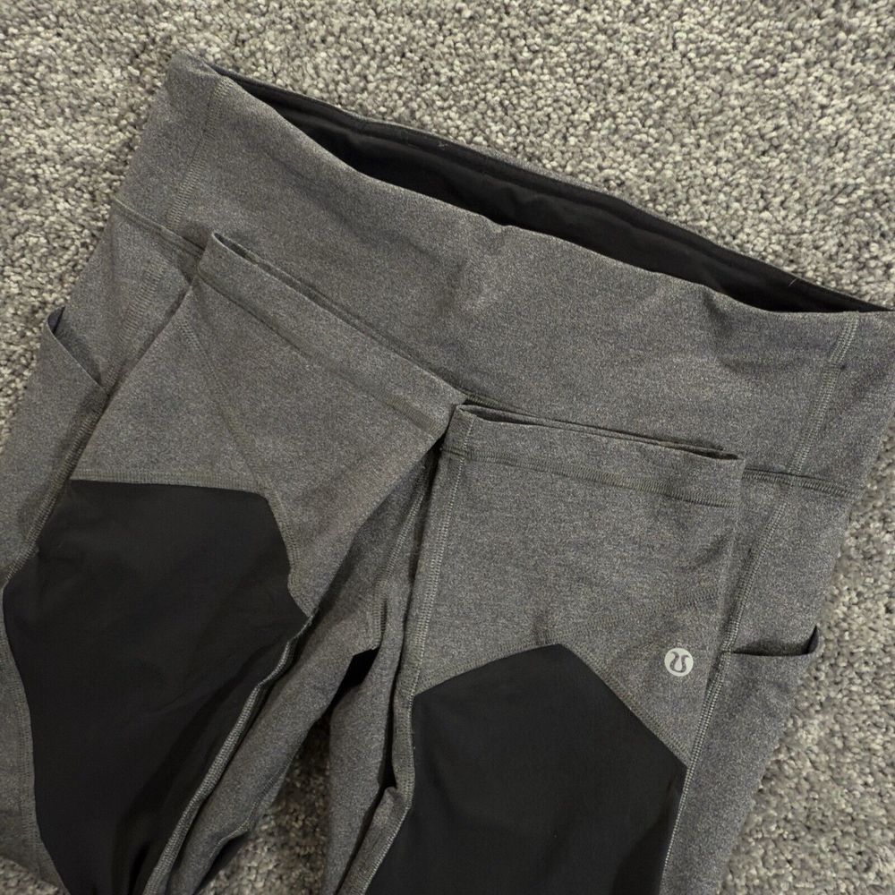 Lululemon Pace Rival Cropped Leggings Womens Size 10 Black & Gray‎ Maze Jacquard